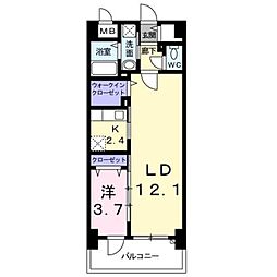 グリンデルヴァルト 1LDKの間取図画像