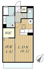 ヴィーブル草薙 1階1LDKの間取り
