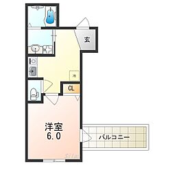 フジパレス堺梅北5番館 1Kの間取図画像