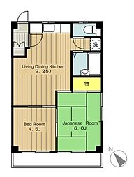 メゾンドールサン 1階2DKの間取り