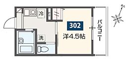 MELDIA池上 1Kの間取図画像