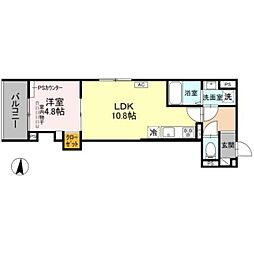 GRAMM丹波口 1LDKの間取図画像