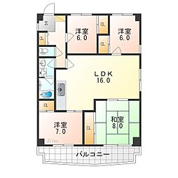 フェニックス堀川 9階4LDKの間取り