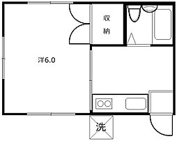 カーネ美女木 1Kの間取図画像