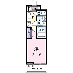ゴールイン岸城 1Kの間取図画像
