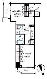日神デュオステージ新宿若松町 1LDKの間取図画像