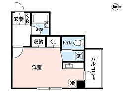 千草 4階ワンルームの間取り