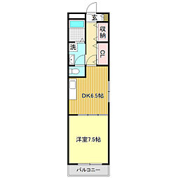 フレグランス西町 1DKの間取図画像
