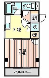 ローズガーデン 1Kの間取図画像