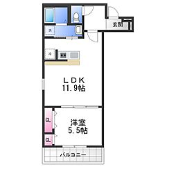 岸和田市磯上町5丁目アパート 1LDKの間取図画像