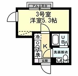スマートマリーナ 2階1Kの間取り