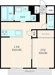 FUJIYAシャーメゾン茅ヶ崎 1LDKの間取図画像