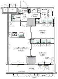 ONE ROOF RESIDENCE NISHINIPPORI 5階2LDKの間取り