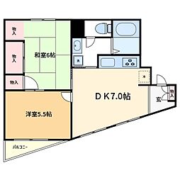 宮原ビル 3階2DKの間取り
