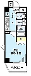 プレール・ドゥーク品川南大井 1Kの間取図画像
