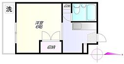 モンテヴェール 1階1Kの間取り