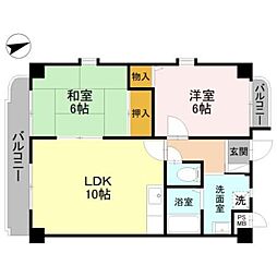 サンライズ三国ヶ丘 2LDKの間取図画像