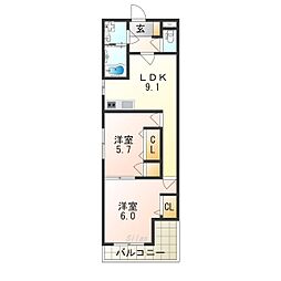 アベニュー岡 2LDKの間取図画像