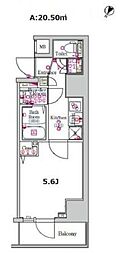 SKYCOURTPALACE西横浜 1Kの間取図画像