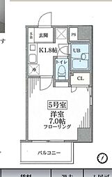 エクセレントアフィー横浜橋 1Kの間取図画像