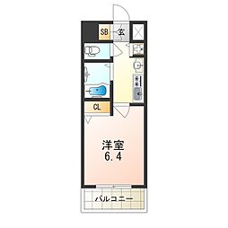 阪神本線 千船駅 徒歩5分の賃貸マンション 3階1Kの間取り