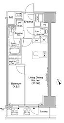 ザ・パークハビオ日本橋茅場町 3階1LDKの間取り