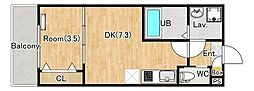 (仮称)ジーメゾン高座渋谷 1DKの間取図画像