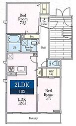 ラルーチェ 1階2LDKの間取り
