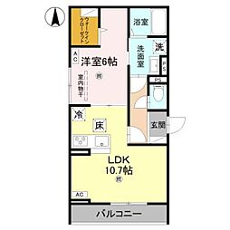 RETOLIA南住吉 1LDKの間取図画像