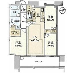 スカイズ　タワー＆ガーデン 34階3LDKの間取り