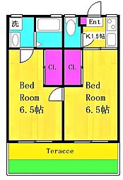 多摩川レジデンス 2Kの間取図画像