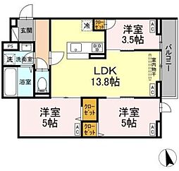 セレスティア下石神井 3階3LDKの間取り