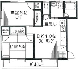 コーポさつきII 2階2DKの間取り