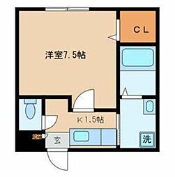 アイビー・コート 1Kの間取図画像