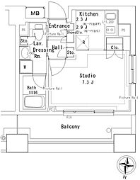 パークアクシス御茶ノ水ステージ 1Kの間取図画像
