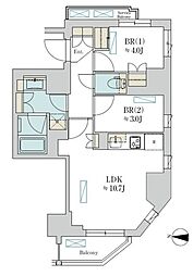 ブリリアイスト清澄庭園 2LDKの間取図画像