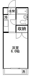 江野沢ハイツＡ 2階1Kの間取り
