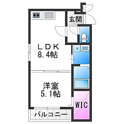 大阪市東住吉区今川7丁目アパート 1LDKの間取図画像