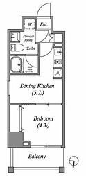 エスグランデ錦糸町ザ・クラス 1DKの間取図画像