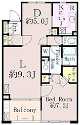 パティオス3番街 2階1LDKの間取り