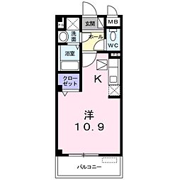 カルチェラタン ワンルームの間取図画像