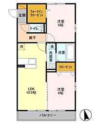 サニーウエル 2LDKの間取図画像