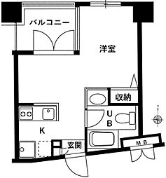 大手門ウェルリバーテラス ワンルームの間取図画像