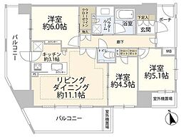 ヴィークコート赤塚新町 11階3LDKの間取り