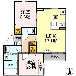 江戸川区上篠崎3丁目アパート 2LDKの間取図画像