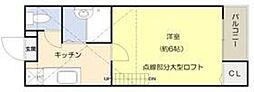 アズール青戸 1Kの間取図画像