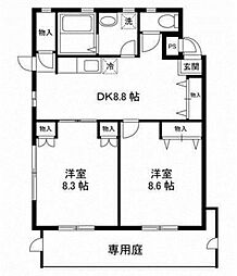 アカリサンパーク 2DKの間取図画像