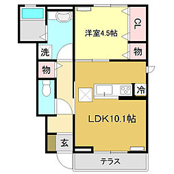 かもべハイム 1LDKの間取図画像