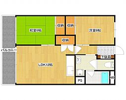 大産原ビル 1階2LDKの間取り