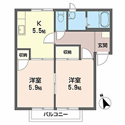 ファミール一柳A 2Kの間取図画像